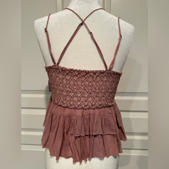 NWT Free People Intimately Adella Cami Mauve Lace Ruffled Tank Top Size XS - Picture 4 of 10